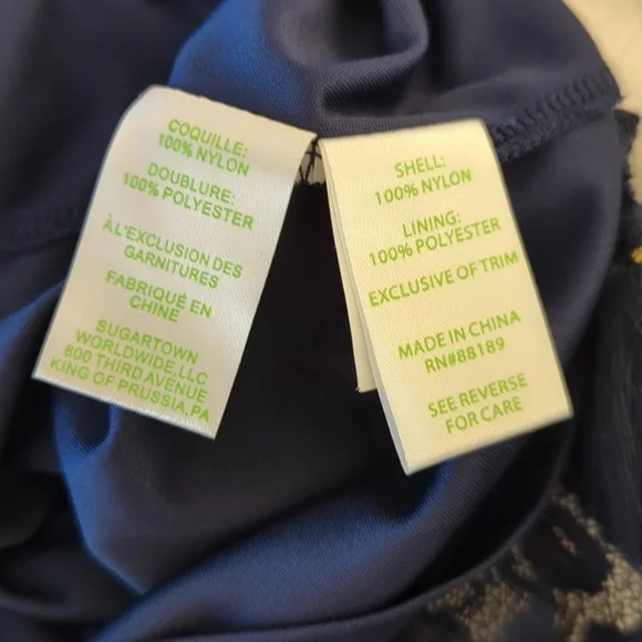 Lilly Pulitzer Adria Dress Navy Blue Mesh Stripe Tassel, XS - Picture 4 of 6